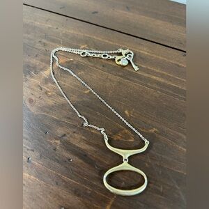 Vintage Fossil Gold/Silver Tone Curved Open Pendant Necklace